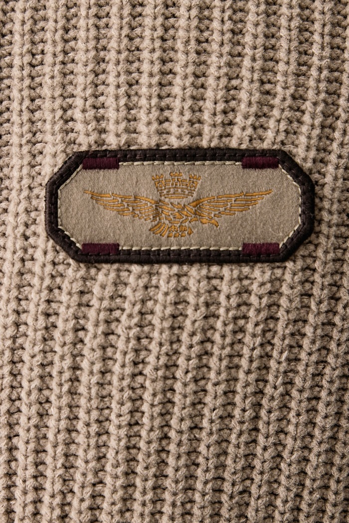 Sweter męski bawełniany Aeronautica Militare beżowy MA1671UL00954