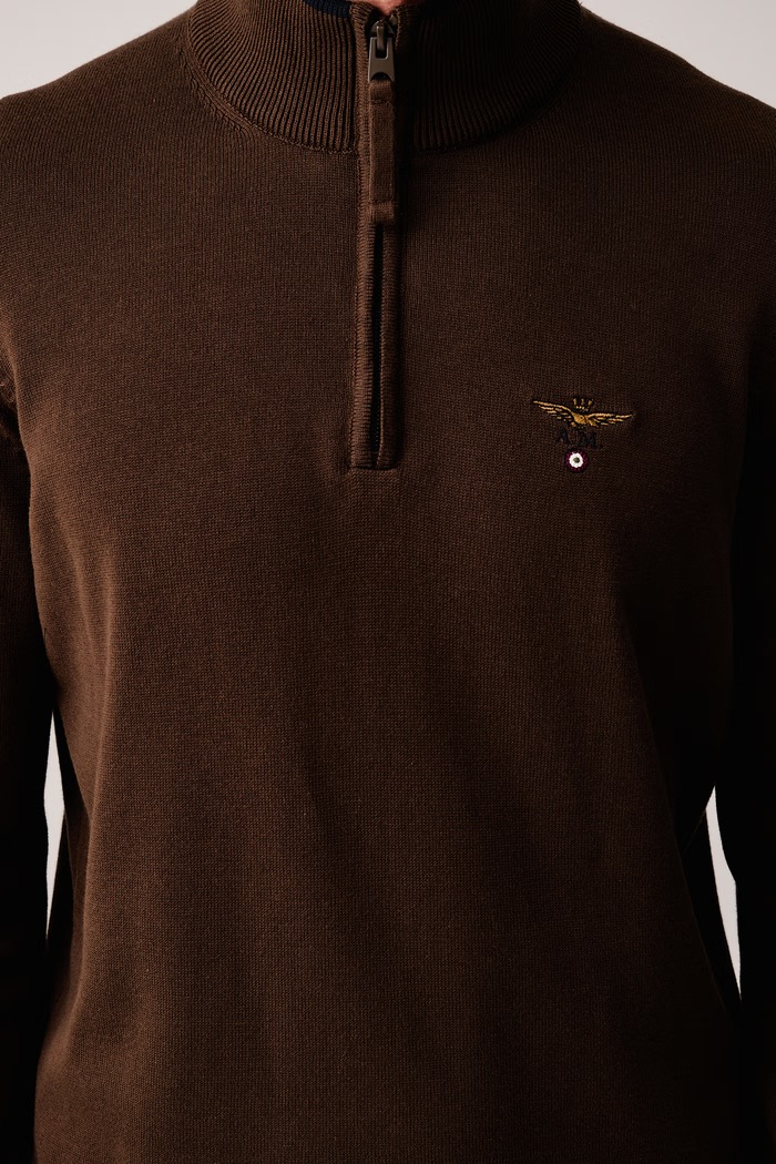 Sweter męski bawełniany Aeronautica Militare MA1670UL00506 brązowy