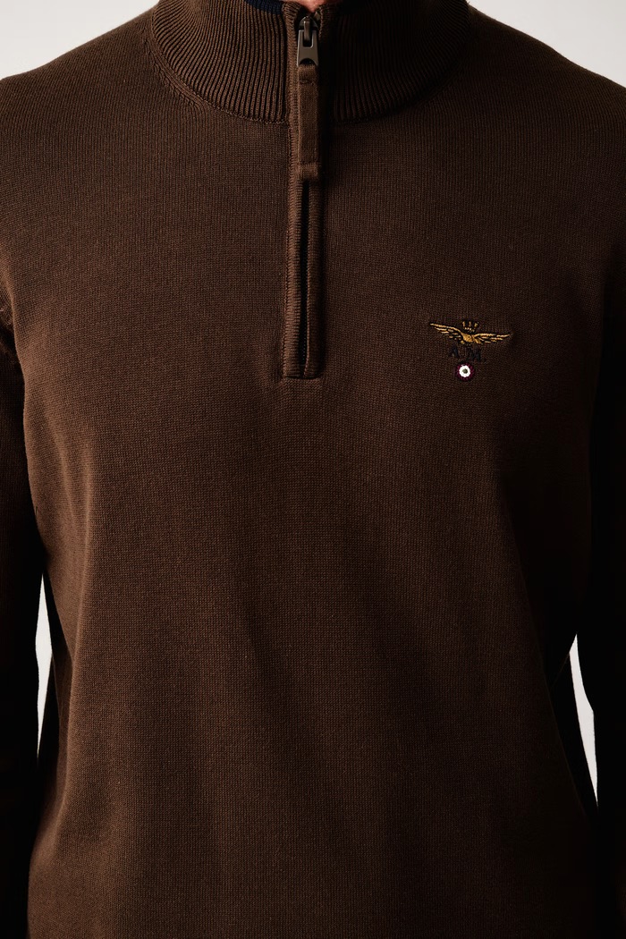 Пуловер мъжки от памук Aeronautica Militare MA1670UL00506 кафяв