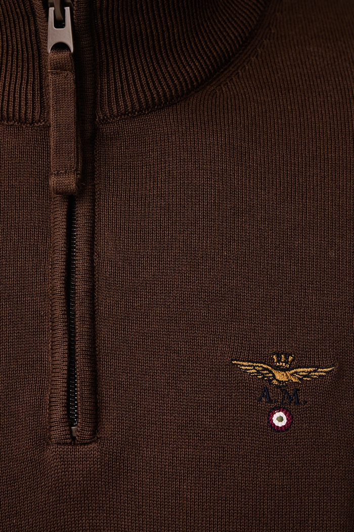 Sweter męski bawełniany Aeronautica Militare brązowy MA1670UL00506