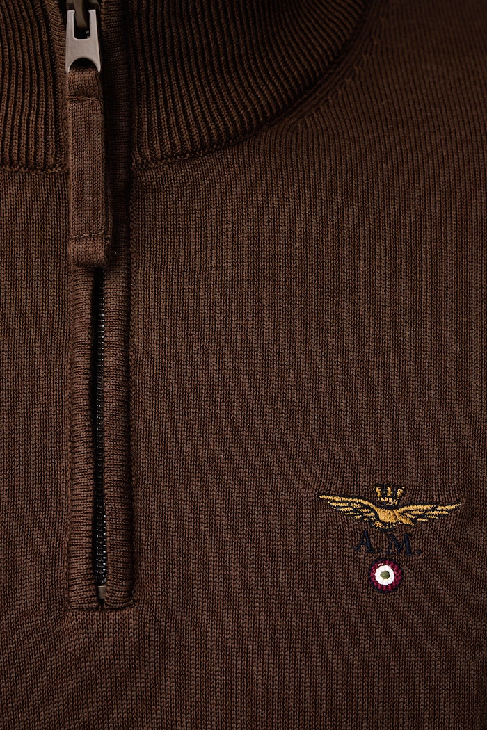 Pulover za muškarce od pamuka Aeronautica Militare smeđa MA1670UL00506