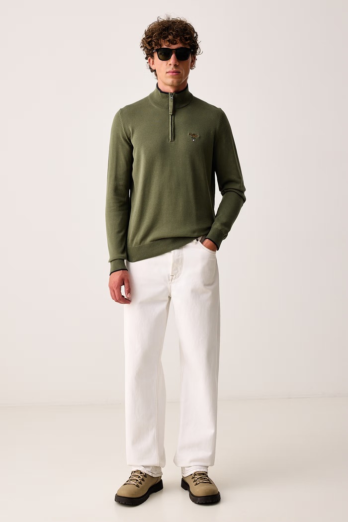 Aeronautica Militare Sweter męski bawełniany MA1670UL00506 zielony AW26