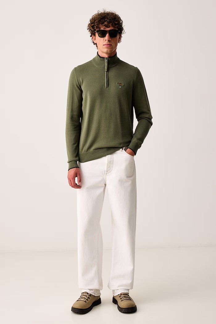 Aeronautica Militare Sweter męski bawełniany MA1670UL00506 zielony AW26