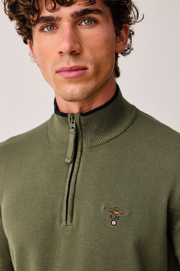 Sweter męski bawełniany Aeronautica Militare MA1670UL00506 zielony