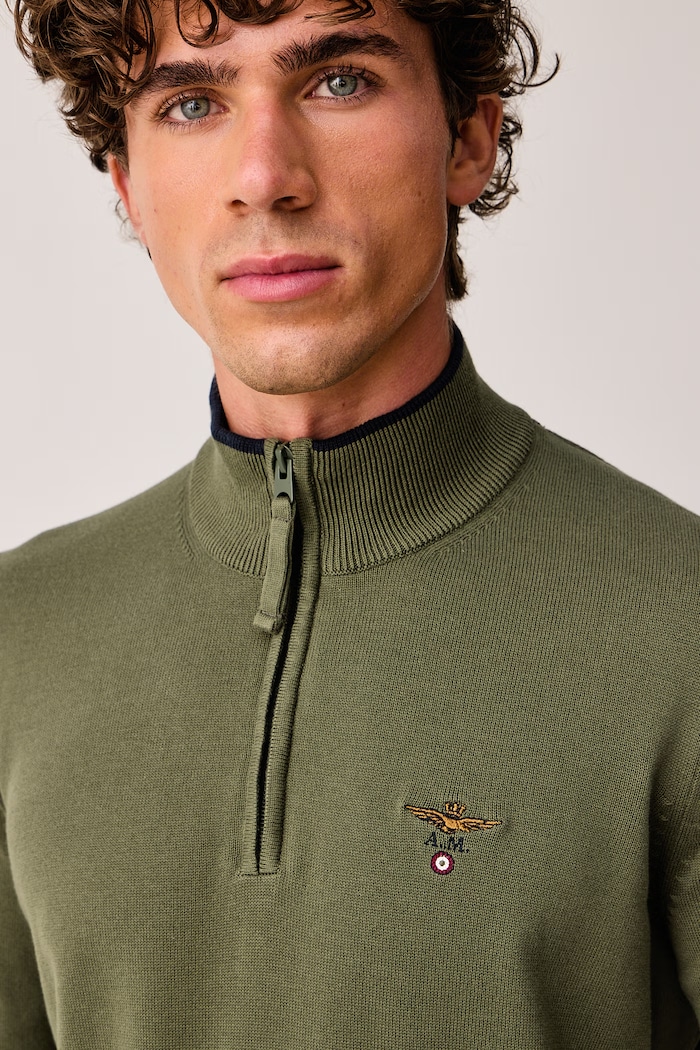 Sweter męski bawełniany Aeronautica Militare MA1670UL00506 zielony