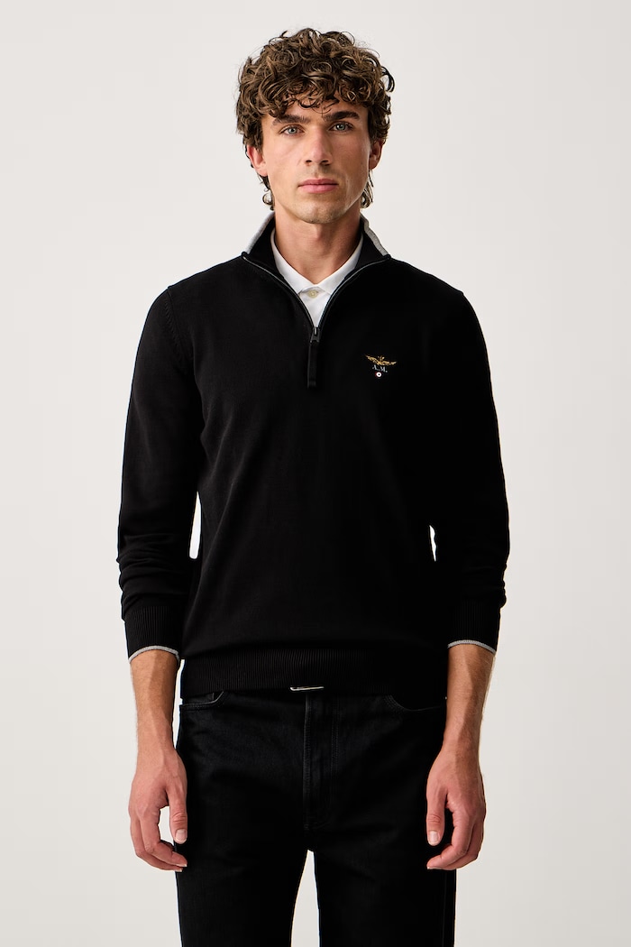 Aeronautica Militare Sweter męski bawełniany czarny MA1670UL00506