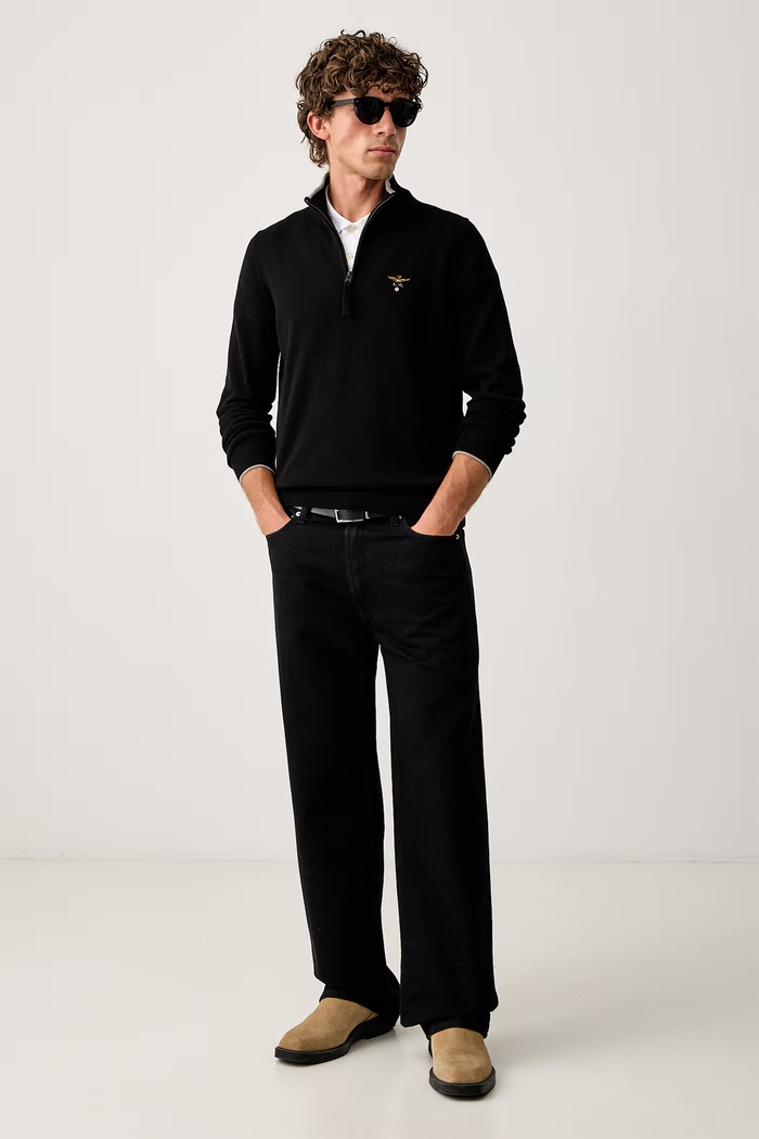 Aeronautica Militare Sweter męski bawełniany MA1670UL00506 czarny AW26
