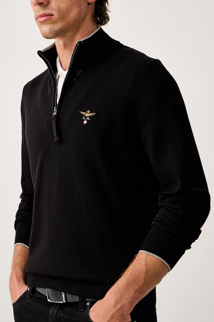 Sweter męski bawełniany Aeronautica Militare MA1670UL00506 czarny