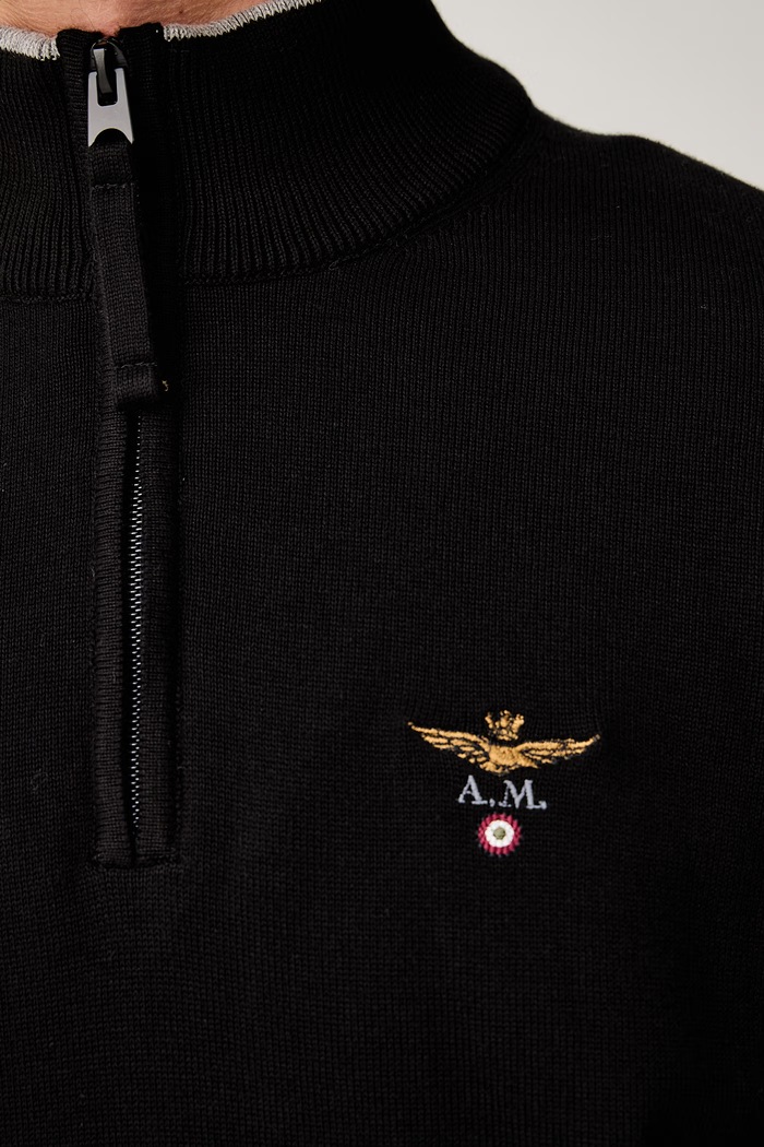 Sweter męski bawełniany Aeronautica Militare czarny MA1670UL00506
