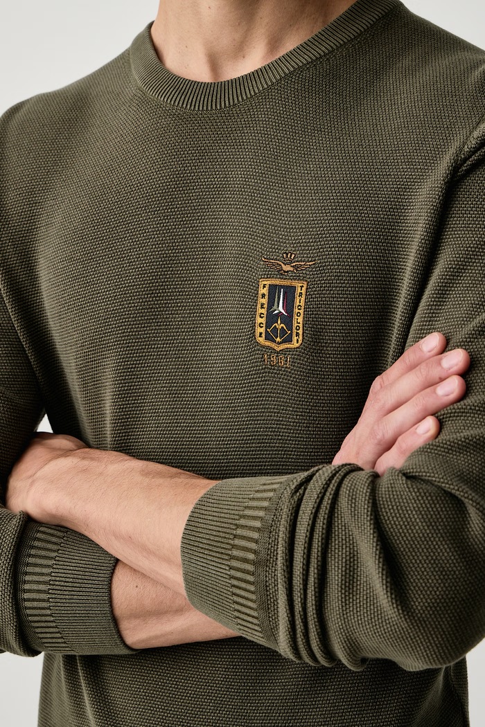 Sweter męski z bawełną Aeronautica Militare MA1667UL00463 zielony