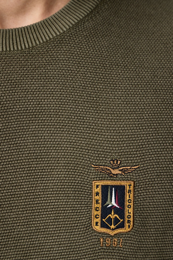 Sweter męski z bawełną Aeronautica Militare zielony MA1667UL00463