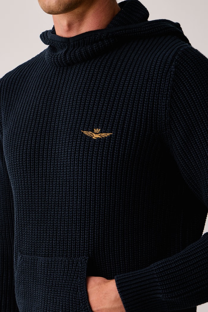 Sweter męski bawełniany Aeronautica Militare MA1665UL00409 granatowy