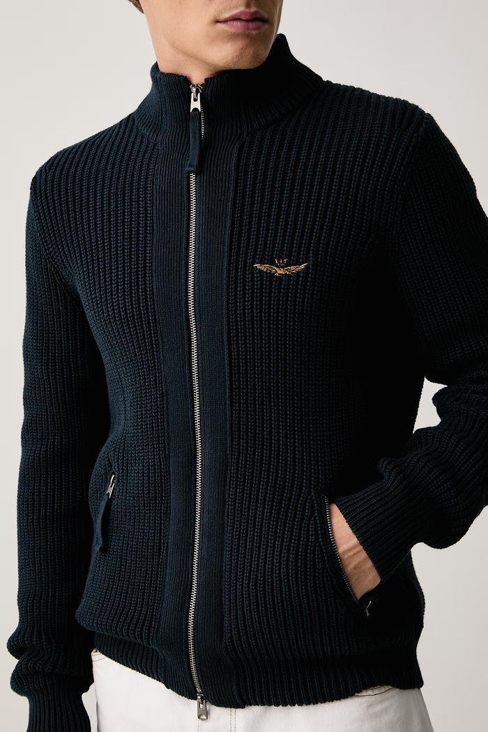 Kardigan męski bawełniany Aeronautica Militare MA1664UL00409 granatowy