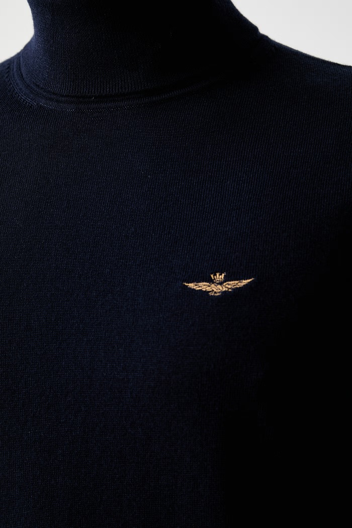 Aeronautica Militare golf męski z wełną MA1644UL00415 granatowy