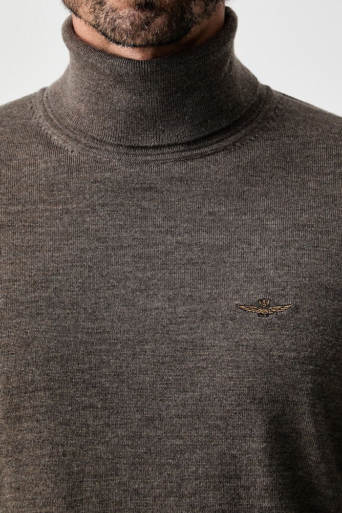 Aeronautica Militare golf męski z wełną MA1644UL00415 brązowy