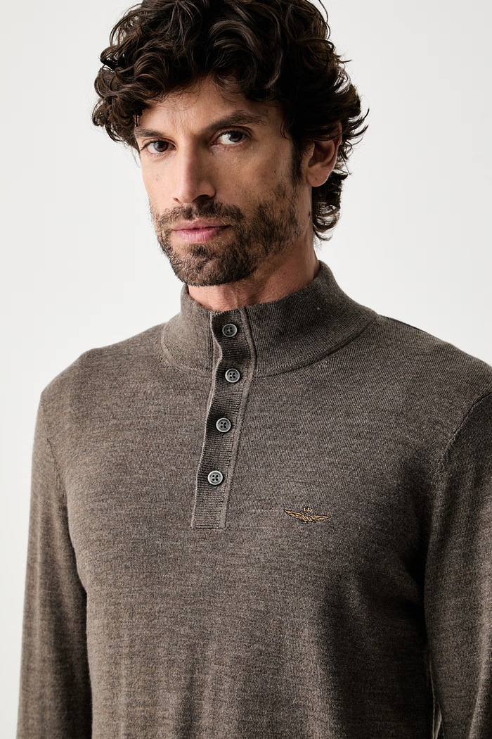 Aeronautica Militare sweter męski wełniany brązowy MA1643UL00415