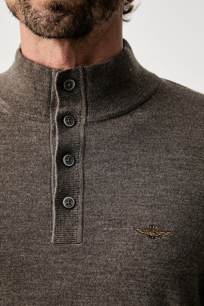 Aeronautica Militare sweter męski wełniany MA1643UL00415 brązowy