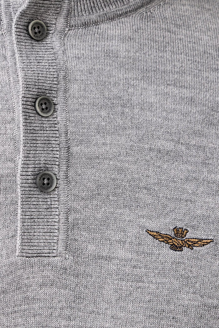 Pulover pentru bărbați din lână Aeronautica Militare gri MA1643UL00415