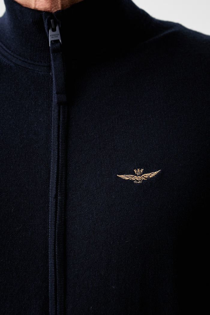 Aeronautica Militare kardigan męski wełniany granatowy MA1642UL00415