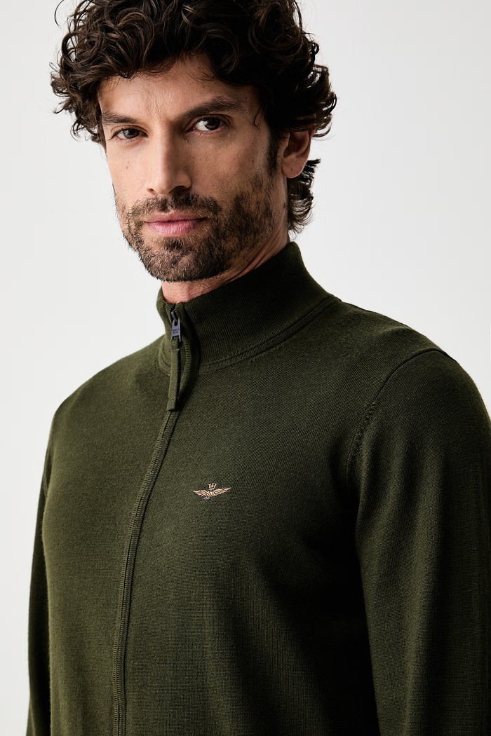 Aeronautica Militare kardigan męski wełniany zielony MA1642UL00415
