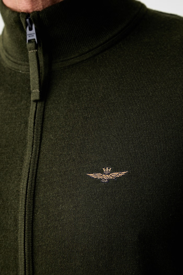 Aeronautica Militare kardigan męski wełniany MA1642UL00415 zielony