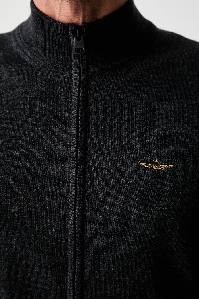 Aeronautica Militare kardigan męski wełniany MA1642UL00415 szary