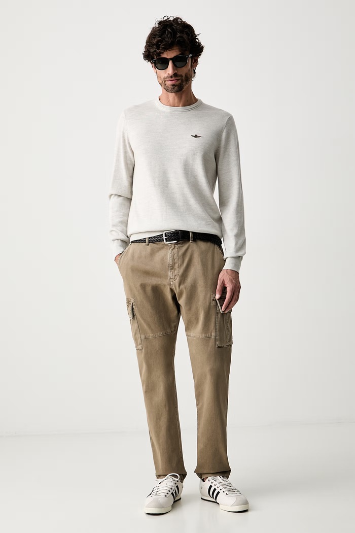 Aeronautica Militare sweter męski wełniany MA1641UL00415 szary AW26