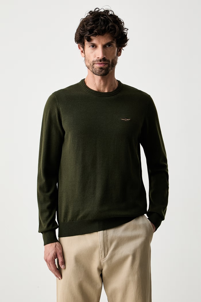 Aeronautica Militare sweter męski wełniany zielony MA1641UL00415