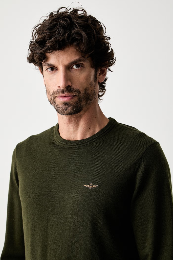 Aeronautica Militare sweter męski wełniany zielony MA1641UL00415