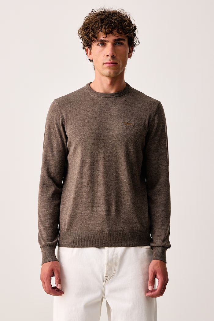 Aeronautica Militare Sweter męski wełniany brązowy MA1641UL00415