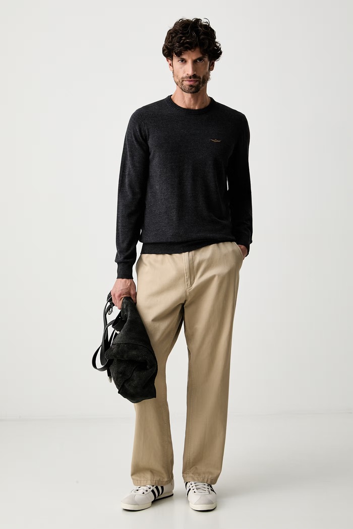 Aeronautica Militare sweter męski wełniany MA1641UL00415 szary AW26