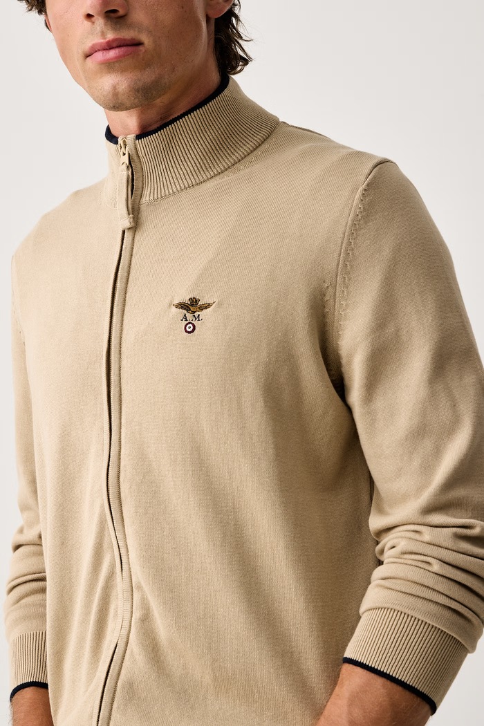 Kardigan męski bawełniany Aeronautica Militare MA1632UL00506 beżowy