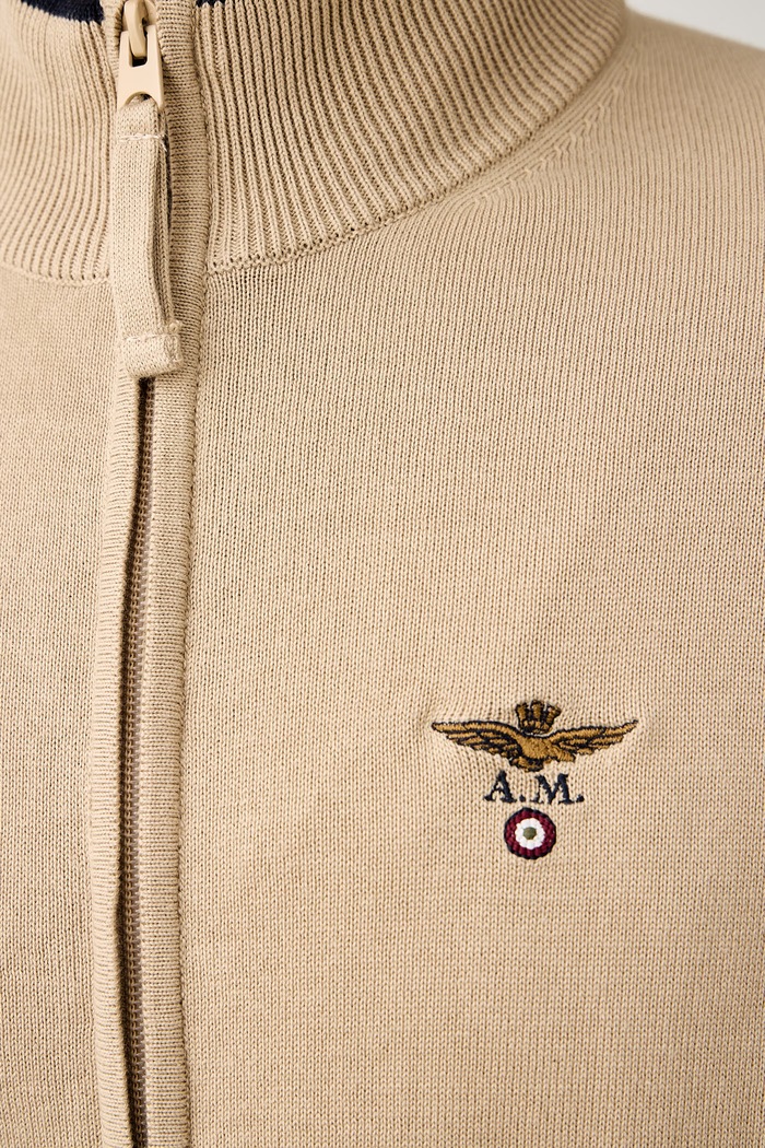 Kardigan męski bawełniany Aeronautica Militare beżowy MA1632UL00506