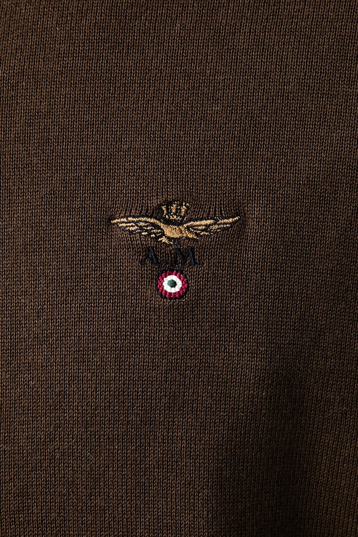 Kardigan męski bawełniany Aeronautica Militare brązowy MA1632UL00506