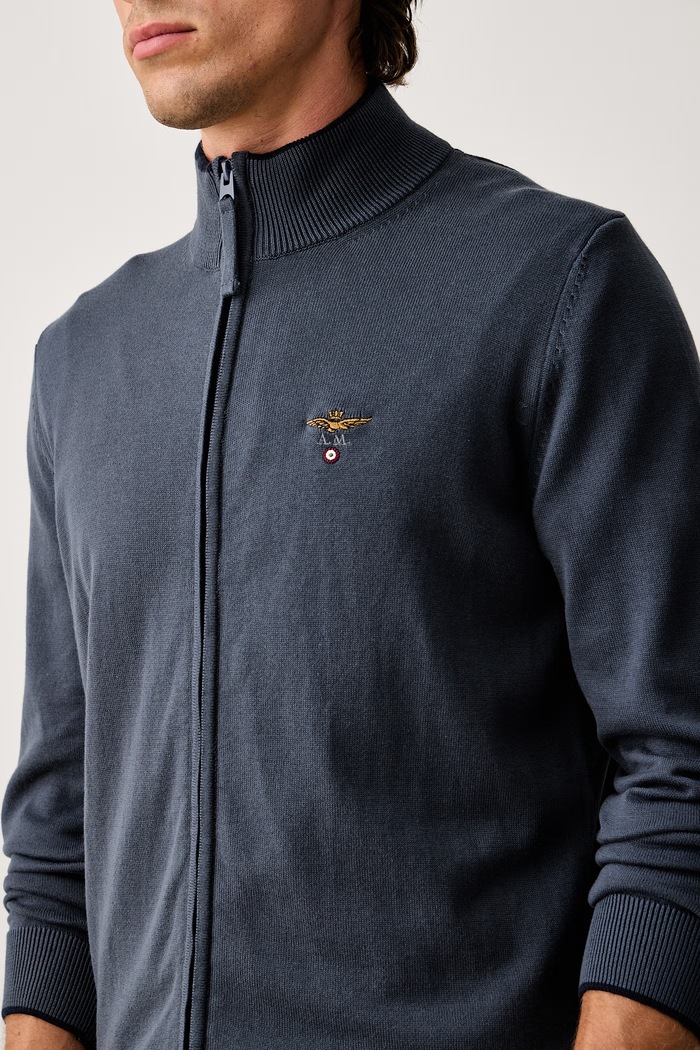 Kardigan męski bawełniany Aeronautica Militare MA1632UL00506 niebieski