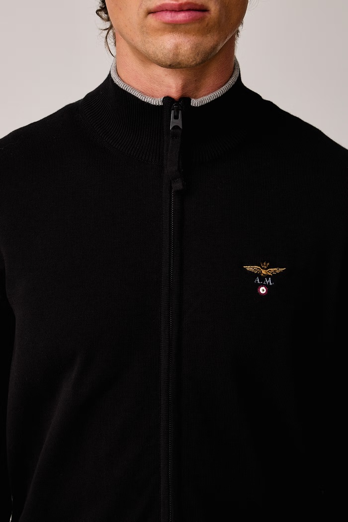 Kardigan męski bawełniany Aeronautica Militare MA1632UL00506 czarny