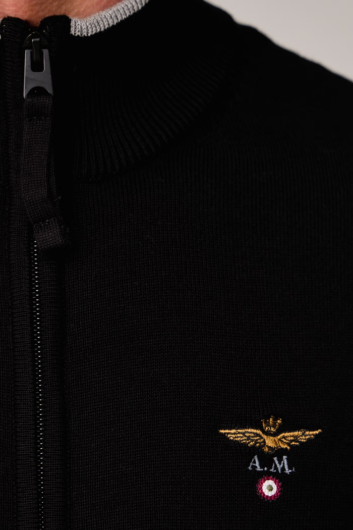 Kardigan męski bawełniany Aeronautica Militare czarny MA1632UL00506