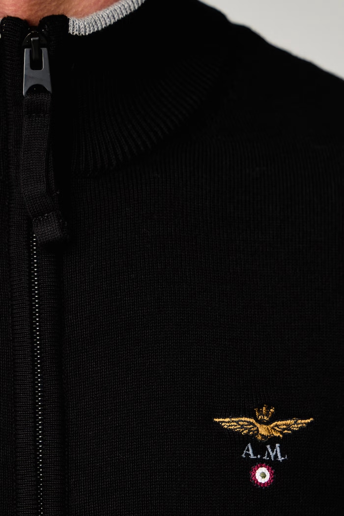 Kardigan moški bombažen Aeronautica Militare črna MA1632UL00506
