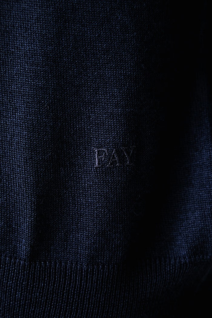 Sweter męski z wełną FAY granatowy NMMC1532360WJG