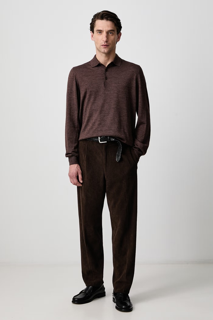 FAY Sweter męski z wełną NMMC1532360WJG brązowy AW26