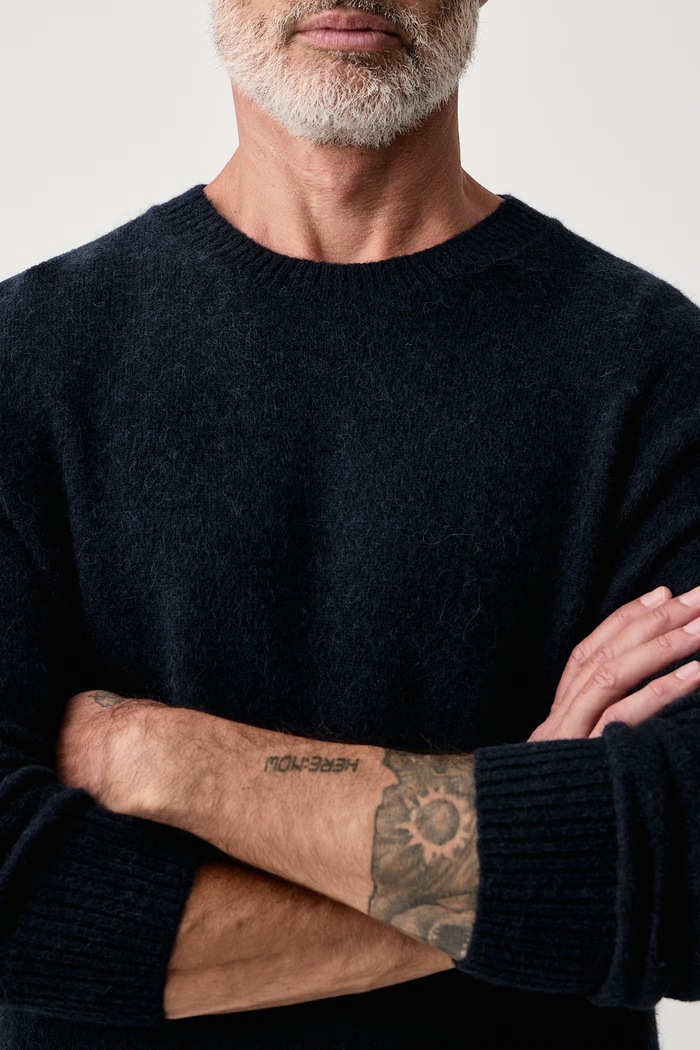 Sweter męski z wełną FAY NMMC1532240YOX granatowy