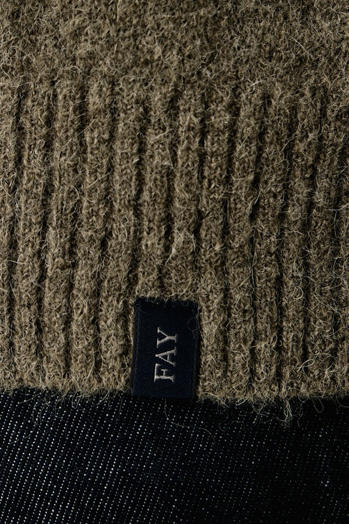 Sweter męski z wełną FAY zielony NMMC1532240YOX