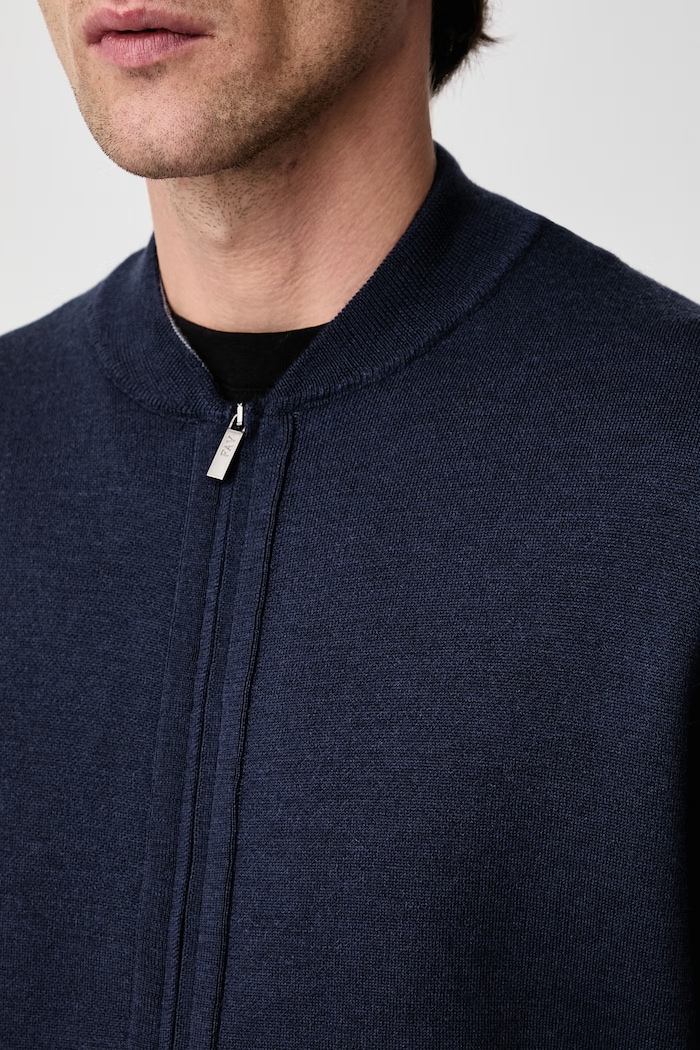 Sweter rozpinany męski wełniany FAY NMMC1532160YOR granatowy