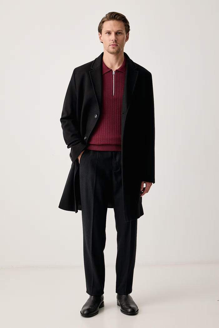 HUGO Sweter męski z wiskozą Sastaron 50570380 bordowy AW26