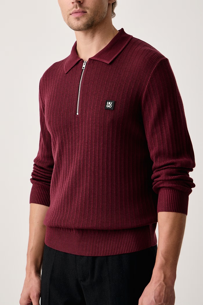 Sweter męski z wiskozą Sastaron HUGO 50570380 bordowy