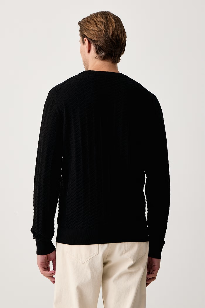 HUGO Sweter męski bawełniany Simond 50570261 czarny AW26