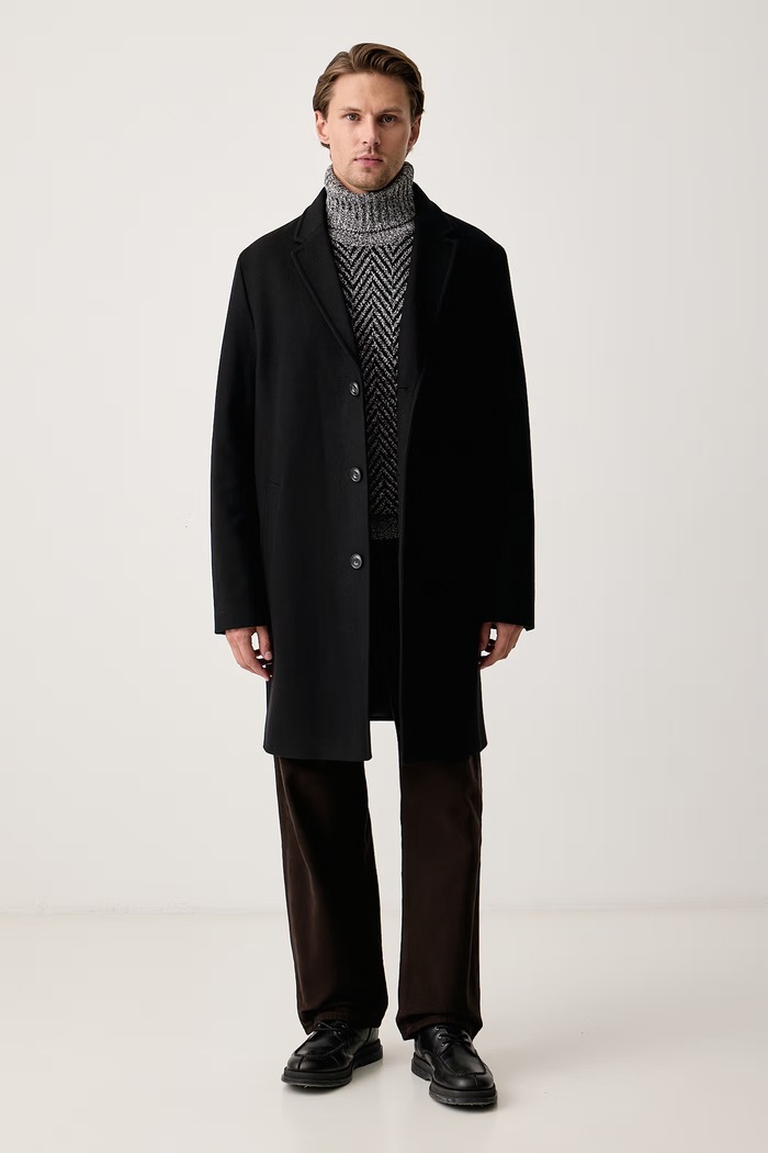 HUGO Pulover pentru bărbați cu amestec de lână Sherborne 50570240 negru AW26