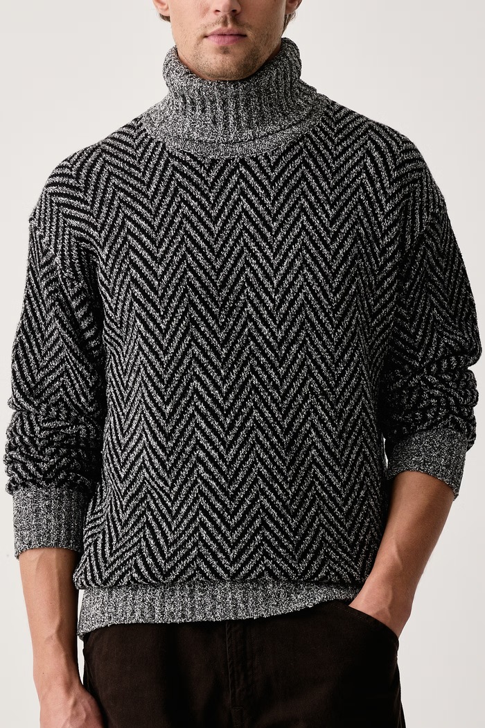 Pulover pentru bărbați cu amestec de lână Sherborne HUGO 50570240 negru