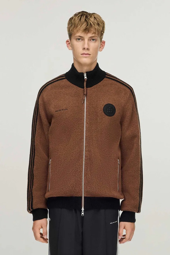 adidas Originals X SFTM пуловер със закопчаване с добавена вълна мъжки кафяв LD1913