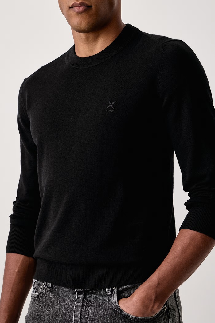 Sweter męski z bawełną San Celio-C HUGO Blue 50573293 czarny